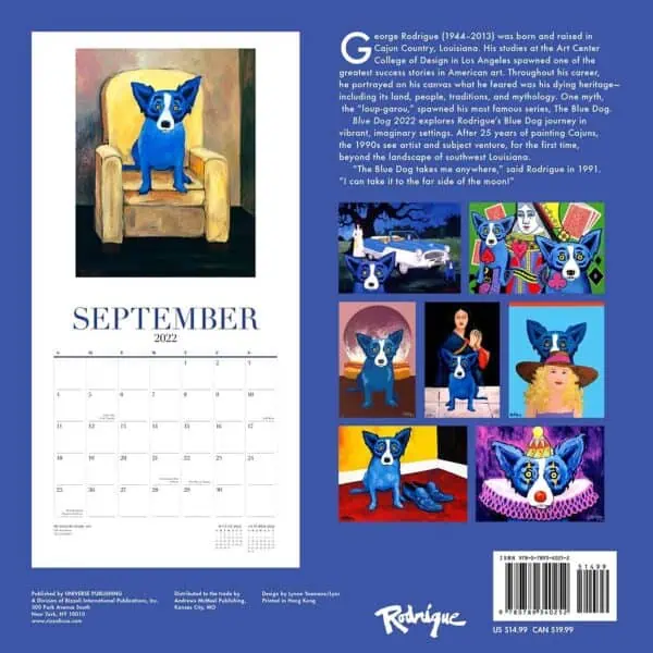 2022 Blue Dog Wall Calendar - Image 2