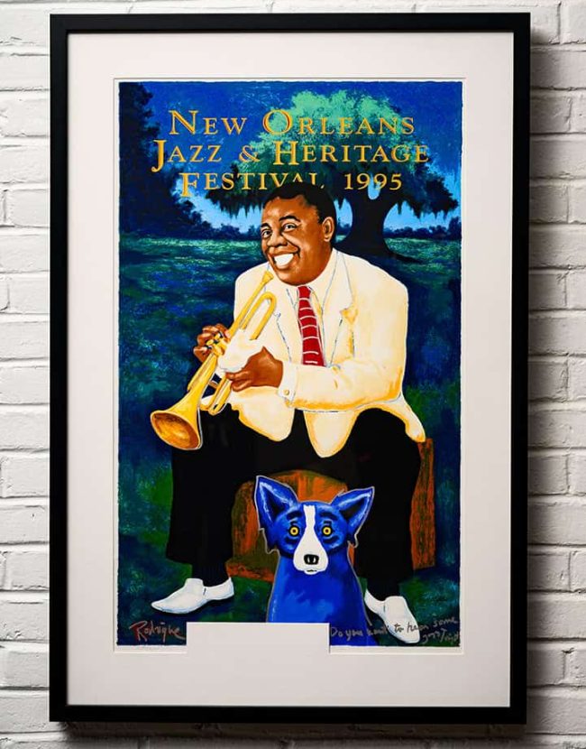 George Rodrigue Blue Dog Louis Armstrong Embellished 5081 of 10000 web