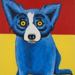 Untitled, Blue Dog on Red and Yellow