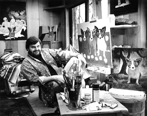 George Rodrigue in his Butte La Rose, Louisiana, studio c. 1994