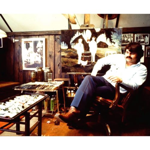George Rodrigue in his Lafayette, Louisiana, studio c. 1984